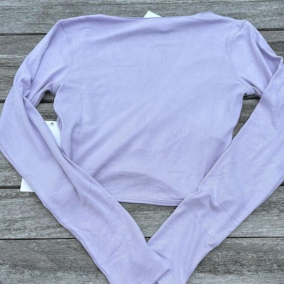 Lululemon Wrap-Front Ribbed Long Sleeve Top Lilac Esther purple WOMENS SIZE 6 - Picture 8 of 8